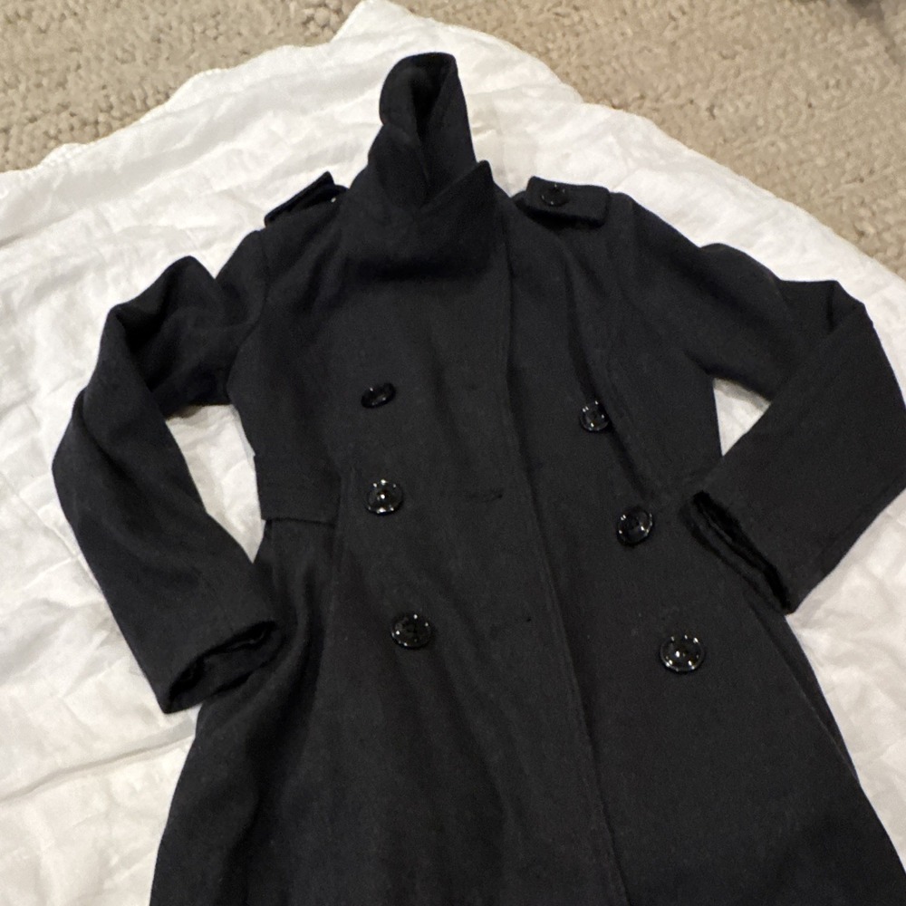 Miss Sixty M60 Women's Black Pea Coat Double Breasted Button Front Lined S
